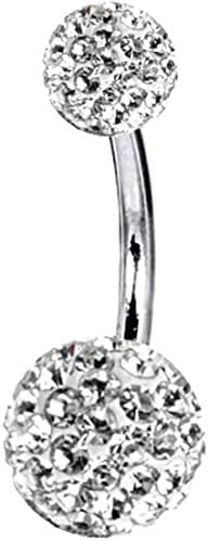 Disco Ball Belly Button Bars- G23 Titanium- 14G (1.6mm)- AAA+ Crystals- Packed in a Lovely Velvet Bag.