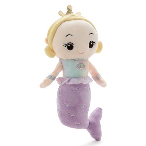 Image of Mermaid Princess Soft Toy for Kids, Girls & Toddlers | Cute Plush Stuffed Doll with Crown | Soft Huggable Cuddly Mermaid Doll for Birthday, Baby Shower, Nursery Decor & Gift