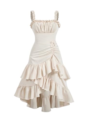 Floerns Girl's Asymmetrical Layered Ruffle Dress Ruched A Line Birthday Party Midi Dresses