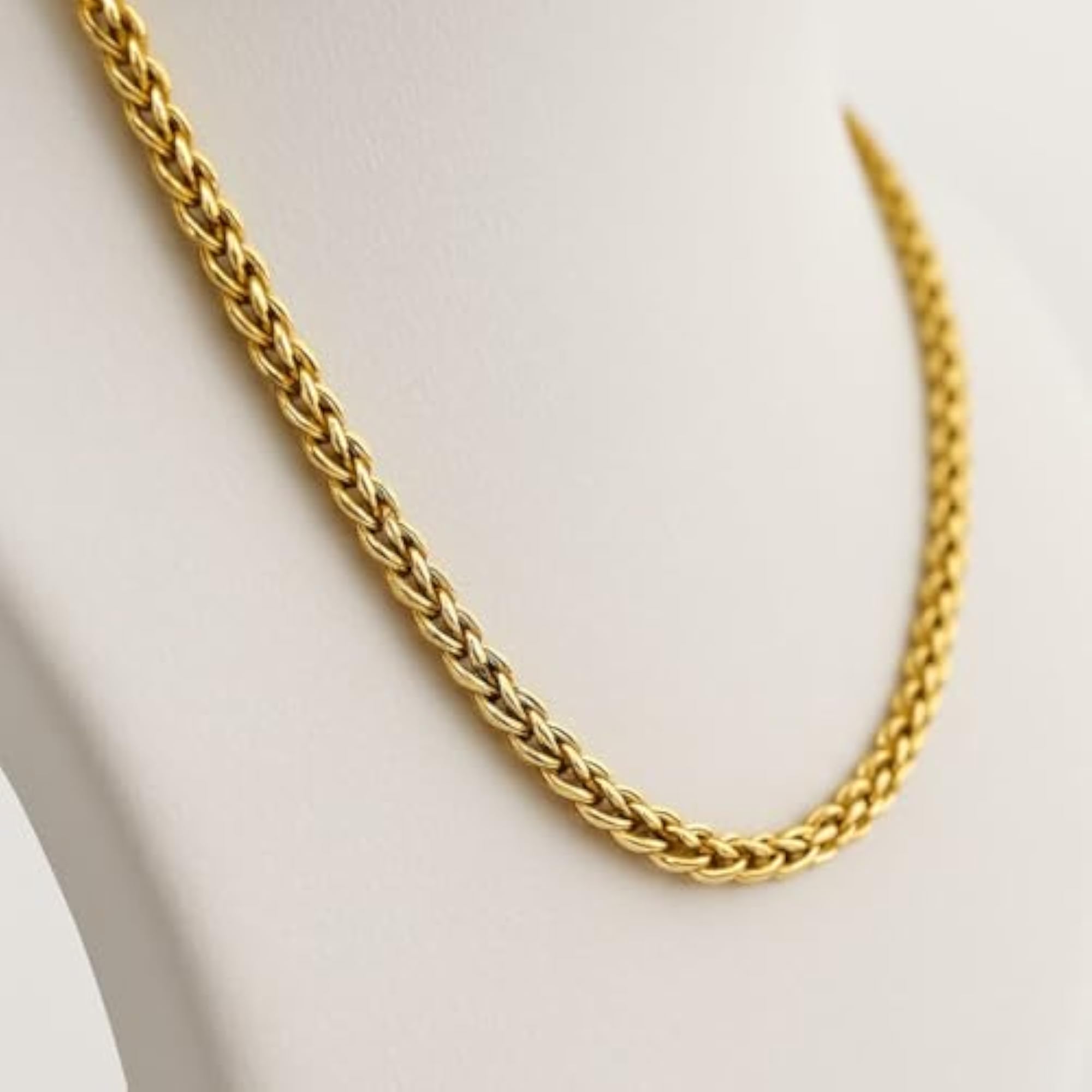 Men's 18K Gold Plated Twisted Rope Chain Necklace