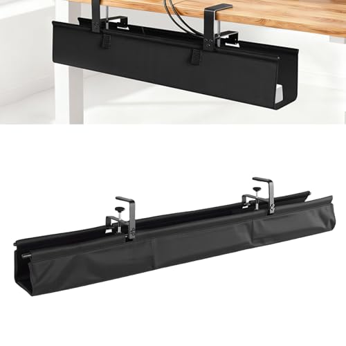 Kadimendium organizador de cables bajo escritorio extra grande de tela Oxford de 48 pulgadas con abrazaderas seguras miniatura 3