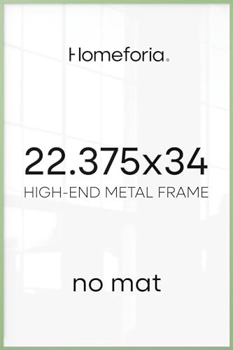 Image of Homeforia 22.375x34 Sage Green Puzzle Frame, High End Metal 22.375 x 34 Picture Frames without Mat, 34x22.375 Poster Frame for Wall, 22.375 by 34 Puzzle Photo Frame, Tempered Glass, Wall Kit, Set of 2