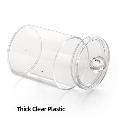 Tbestmax 4 Pack Qtip Holder - Restroom Bathroom Organizers with Clear Plastic Apothecary Jars for Cotton Swab, Round Pads, Floss