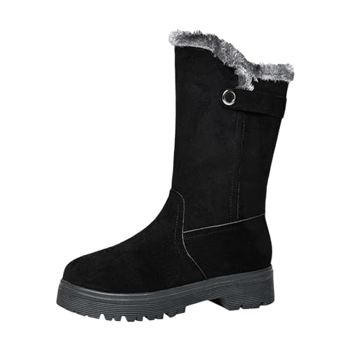 Botines con relleno para mujer remonte, botas altas cálidas para mujer, bota antideslizante, bota, color liso, botas casuales grandes, botas de punta redonda, bota de nieve, bota, otoño, invierno