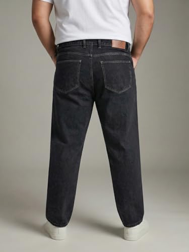 Image of Urbano Plus Men's Relaxed Fit Washed Denim Jeans Non-Stretchable