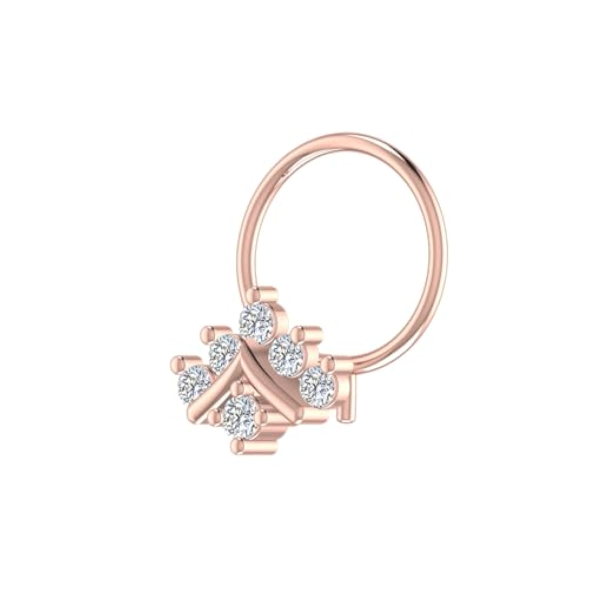 Women's 14Kt Rose Gold Stud Nosering, Chic