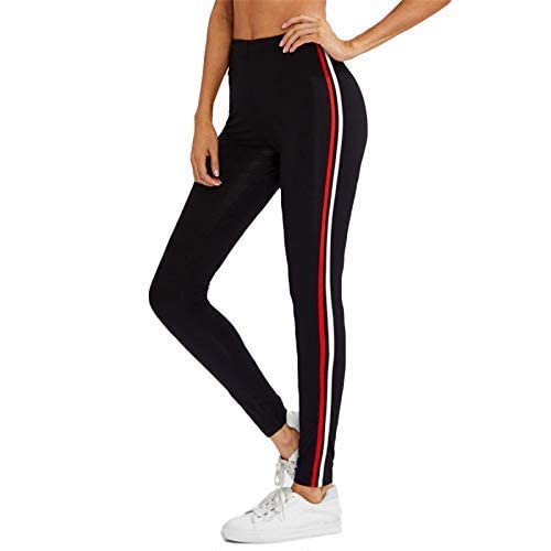Buy FITG18® Ankle Length Stretchable Striped High Waist Fitness Pants for  Women (Red, Free Size) at Amazon.in