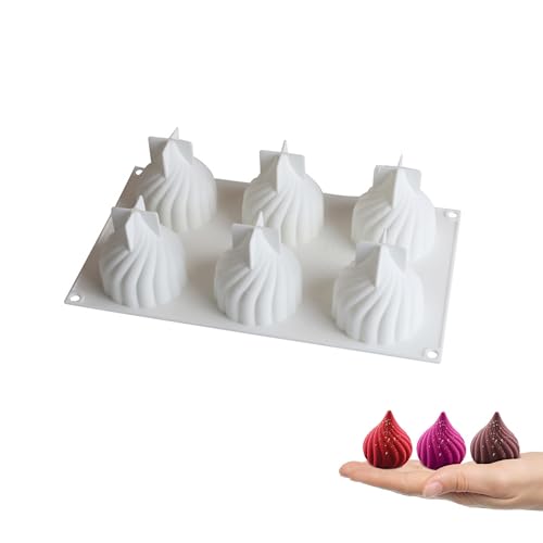TUKEVA 6 Löcher Silikon-Formen Dessert Mousse Backformen Mousse Form 3d backformen Mousse Form 3D Silikon Formen Zwiebel silikonform für machen Schokolade,Kuchen,Gelee,Pudding,Mousse,Gelee (Weiß)