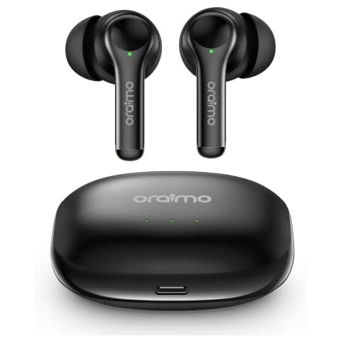 Oraimo True Wireless Earbuds Bluetooth 5.2, Bluetooth Headphones in-Ear with Noise Cancelling, Bluetooth Earbuds with Stereo Bass, 36H Playtime, Wireless Earphones for Work, Home Office (Black) Cover