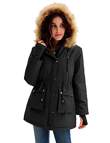 Grace Karin Womens Hooded Warm Winter Fleece Lined Parkas Coats With Pockets Plus Black Xxl #TOP2