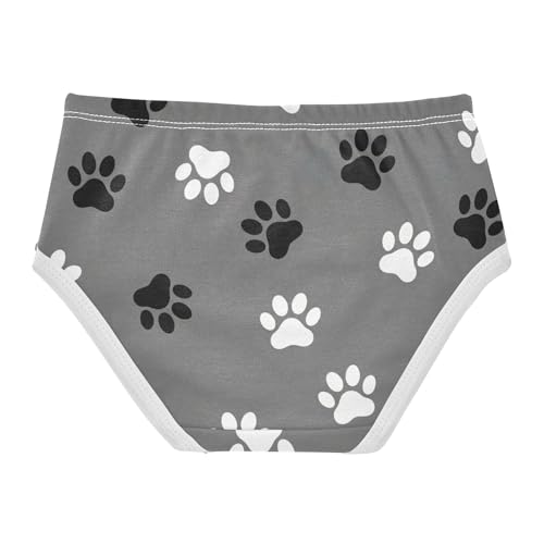 Toddler Underwear Floral 2t Cotton Girl Panties Cute Fun Briefs Kids Undies Black White Dog Paw Gray2