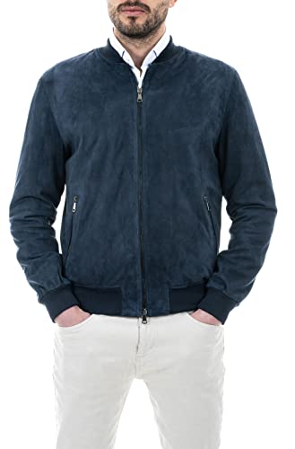 Pelletterie Borghese | Giacca Camoscio Renna Uomo Moro | Bomber in Pelle Scamosciata | Vera Pelle | Giacca in Pelle | Primavera | Giubbotto | Giubbino | Made in Italy | A101SC