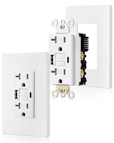 SURAIELEC 20A GFCI Outlet with USB-C & USB-A (2-pack)