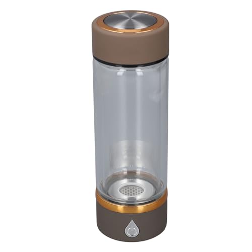 Chrees Botella de Agua de Hidrógeno, Ionizador Recargable de 420 Ml para Viajes en Casa, Fitness con Vidrio de Borosilicato Alto