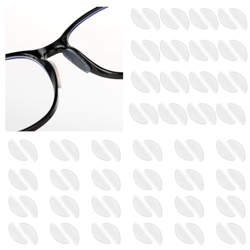 YUXIANLB Almohadillas nasales de silicona, 40 pares, almohadillas nasales antideslizantes con parte trasera adhesiva para gafas, agarre nasal suave para gafas y gafas de sol, transparente/1 mm