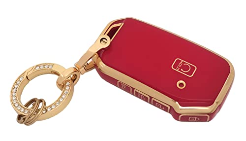chyoekey Key Fob Cover for Kia with Keychain Soft TPU Full Protection Car Key Case Cover Compatible with Kia Ceed Cerato Forte Niro Seltos Sorento Soul Sportage Telluride (Red)