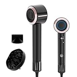 CINOSTAR Hair Dryer, Fast Drying Blow Dryer with Diffuser, with 110, 000RPM Brushless Motor&Ionic Technology No Heat Damage, Lightweight for Women and Travel, Low Noise, Black Rose