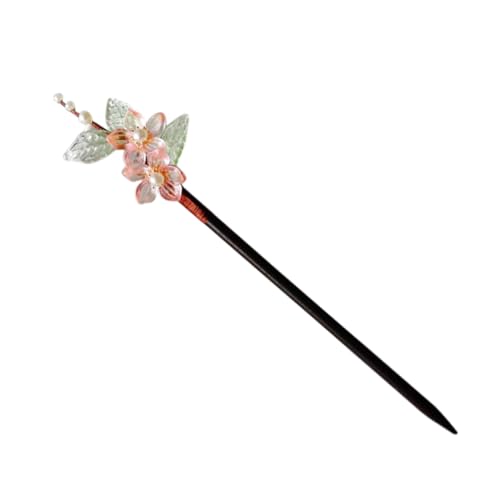 OSOLADY 1個 漢服かんざし ヴィンテージヘアインサートクリップ ヘ ックピン 女性用ヘアアクセサリー 伝統的な花の髪 髪のための中国の箸 コスプレヘ ック アジアンヘア箸 黒檀