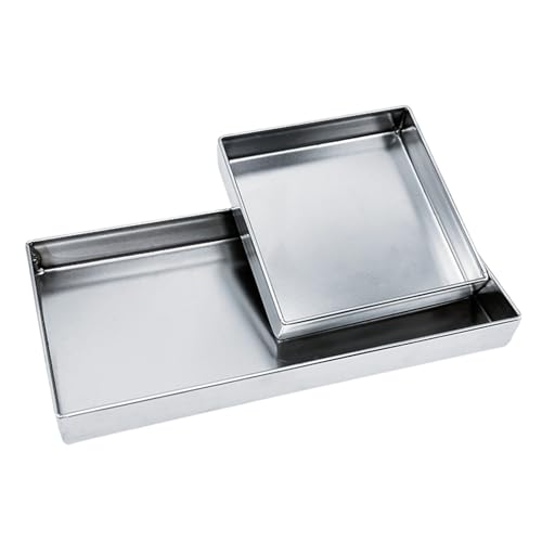 Generico Vassoio da Portata Multiuso in Acciaio Inox, 60x60x5 cm, con vaschetta raccogligocce, Ideale per Cucina, Lavanderia, Alimentazione Animali Domestici e Altro Ancora - Resistente, Facile da pu