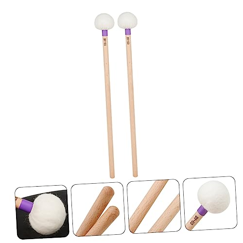 Yardwe 2 piezas de baquetas de fieltro con mango de madera, cabeza morada, accesorio para percusión para práctica y actuación miniatura 3