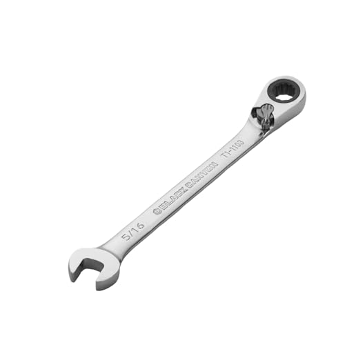 Image of BLACK CANYON 5 /16 Inch Ratchet Combination Wrench, 12-Point Box End & Hex Opening, Polished Steel Ratcheting Wrench with SAE & Metric Sizes