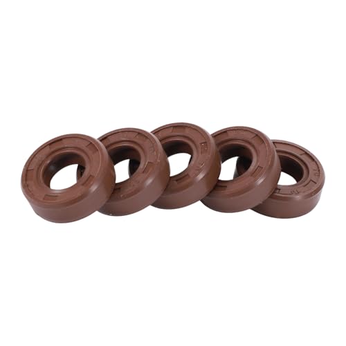 X AUTOHAUX Universal Oil Seal TC Double Lip W Steel Spring Seal Ring Rotary Shaft Seal 10x20x7mm High Pressure Fluorine Rubber Brown 5 Pcs