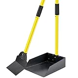 Dog Pooper Scooper,Tray and Spade Set Poop Scooper for Dogs, Adjustable Long Handle Metal Pooper Scooper with Bin for Pet Waste Removal, No Bending Clean Up for Medium and Large Dogs