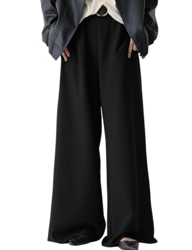 [antiqua] [アンティカ]裏起毛 ジョーゼット ワイドパンツ レディース パンツ PY-00820 Onesize 05 ブラック
