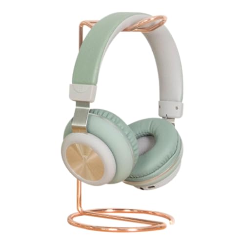 Soporte para auriculares – Soporte de metal para auriculares | Soporte dorado para auriculares | Soporte para auriculares de mesa para todos los tamaños de auriculares – dorado/rosa (9 pulgadas)