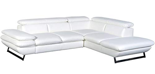 Mivano Ecksofa Prestige / Couch in L-Form mit Ottomane / Kopfteile und Armteil verstellbar / 265 x 74 x 223 / Kunstleder, weiß