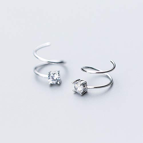 Cubic Zirconia Cuff Small Hoop Earrings Sterling Silver Dainty Crystal Cartilage Twist Crawler Wrap Huggie Earring Ear Piercing Hypoallergenic Sensitive Ears4