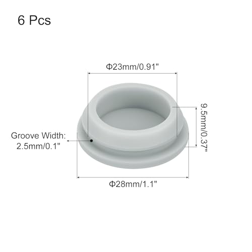 Image of MECCANIXITY 6pcs Silicone Snap in Locking Hole Plugs,23mm /0.9 Inch Mounting Diameter Narrow Groove Width 2.5mm Panel Seal Cover Round for Kitchen Bulkheads Waterproof Sealing Plugs Grey