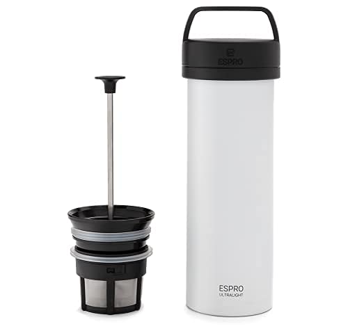 ESPRO Travel French Press Ultralight, mini-koffiemaker met thermo-functie, 475 ml, wit - Image 6