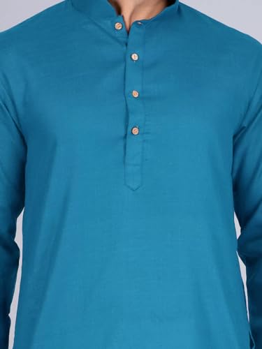 Image of Pinkmint Kurta for Men Cotton Mandarin Collar Long Sleeve Soild Traditional Kurta Festival Kurta