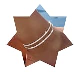 Anklets for Women Adjustable Ankle Chain Layered Ankle Bracelet Silver Foot Bracelet Beach Anklet Silver Simple Foot Chain Jewelry Ankle Bracelet Anklet Set for Women (Double layered ankle chains)