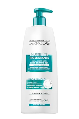 Dermolab - Feuchtigkeitsspendende, nährende und regenerierende Körpercreme mit Pro-Retinol, Hyaluronsäure und Mangobutter zur Vorbeugung von frühem Altern, hydratisierte Haut bis zu 48 Stunden, 400 ml