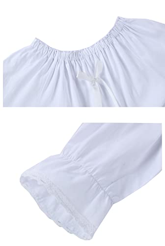 Girl's Cotton White Nightgown Princess Shirt Dress 3-12 Years4