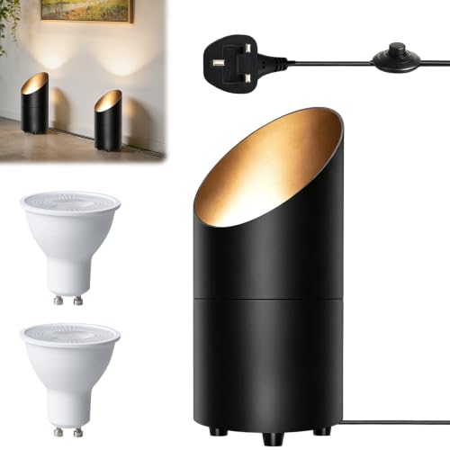 Image of HOVCEH Floor Uplighter, 1 Pack Uplighters for Living Room, 5W Uplighter Lamp with 6.5 FT Plug Cord & Foot Switch, Spot Lights Indoor for Home Accent Lighting Plants or Artwork (Black*1)