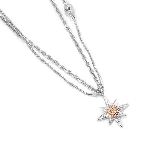 New Beginnings By Janyl Adair Two Tone 18K Rose Gold Plated .925 Sterling Silver Ball Chain & Anchor Chain Star 2 Strand Necklace - 18” + 2” Extender #TOP3