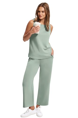 Image of SAMPEEL Two Piece Sets for Women Summer Outfits Beach Vacation Clothes Wide Leg Crop Pants