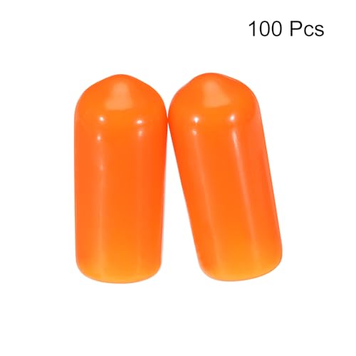 Image of MECCANIXITY 100pcs 6mm(1 /4 inch) Rubber End Caps Cover PVC Vinyl Screw Thread Protector Round Wire Shelf Caps for Screw Bolt Pipe Fence Post, Orange