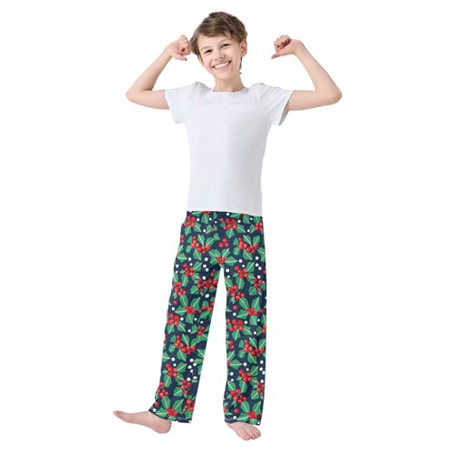 Christmas Xmas Long Pajama Pants Elastic Waist PJ Bottoms with Pockets S A1101793