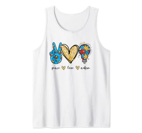 Pace Love Autismo Puzzle Nastro Regalo Autismo Awareness Day Canotta
