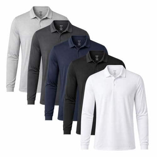 BenBen 5-Pack Camisas Polo para Hombre Manga Corta Tejido Ligero Casual Diario Transpirable miniatura 4