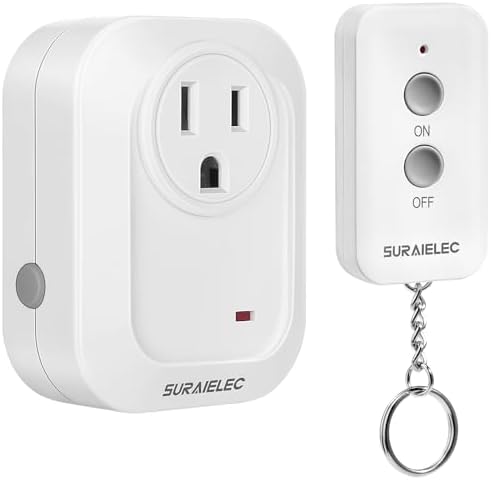 SURAIELEC Remote Control Outlet Plug, Wireless Light Switch, 100ft RF Range