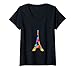 Donna Torre Eiffel Parigi Jigsaw Puzzle autismo Maglietta con Collo a V