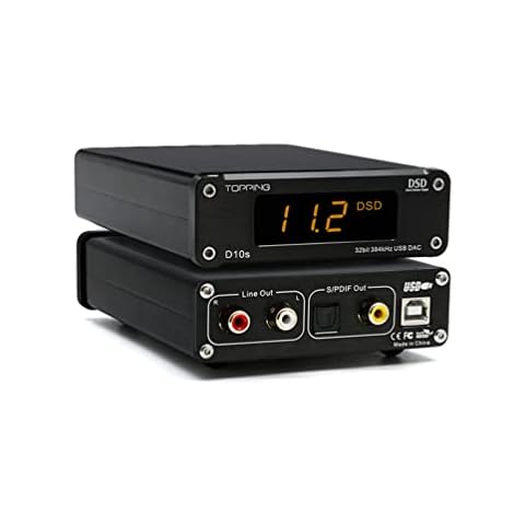 TOPPING D10s USB DAC USB to SPDIF/RCA Digital-Analog Converters XMOS XU208 ES9038Q2M DSD256 32bit/384kHz COAX/OPT/RCA Output Mini Desktop Audio Decoder(Black) Cover