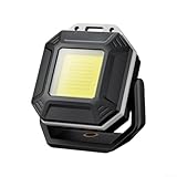 Starkes, magnetisches Arbeitsleuchte, wiederaufladbar, 1200 Lumen, IPX5, wasserdicht, mit 3000 K, 4500 K, 6500 K, Lichtmodi für Metallmontage und Allwettergebrauch (schwarz)