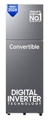 Image of Samsung 256 L, 3 Star, Convertible, Digital Inverter Frost Free Double Door Refrigerator (RT40H30U3THL, Silver, Matt Doi Metal, 2026 Model)