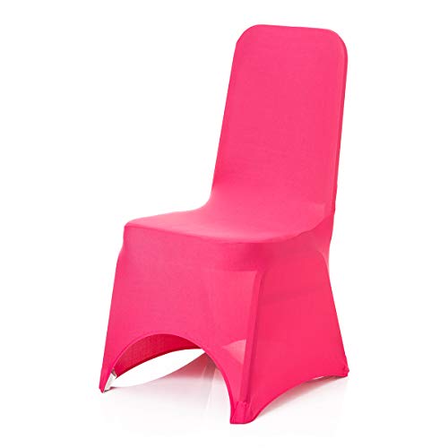 Personalize Pro Coprisedia in spandex fucsia, in tessuto elasticizzato, rimovibile e lavabile, per matrimoni, banchetti, cerimonie, cene in hotel, decorazioni per feste (confezione da 6)